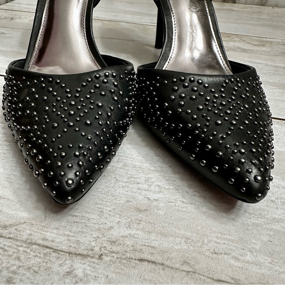 Coach Women’s Sz 8 B Holmes Studded Point Toe Black Heels Pumps Shoes Goth Glam - Picture 14 of 16